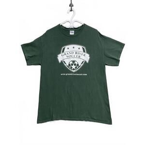 Vintage Y2k Grand River Soccer Green T-Shirt On Gildan Tag Heavy Cotton Sz Large